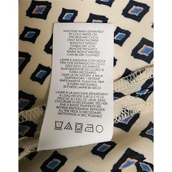 Cabi Cleo Diamond Print Tunic Semi-SheerTank Top Size M Color Blue/Cream - Picture 7 of 7